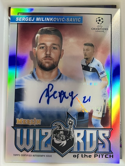 2020-21 Merlin UEFA Champions League Wizards of the Pitch Autographs #WSMS Sergej Milinkovic-Savic (150-II4-SOCCERLAZIO)