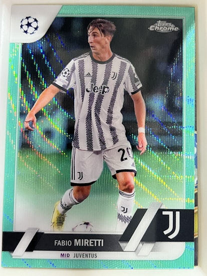 2022-23 Topps Chrome UEFA Club Competitions Aqua Wave Refractors #116 Fabio Miretti (20-II15-SOCCERJUVENTUS)