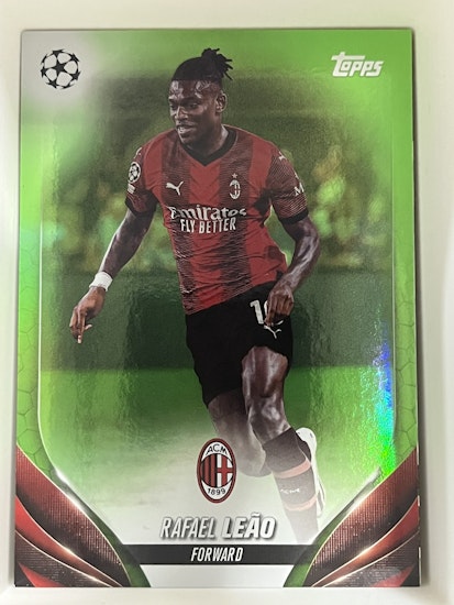 2023-24 Topps UEFA Club Competitions Neon Green #13 Rafael Leao (30-II9-SOCCERMILAN)
