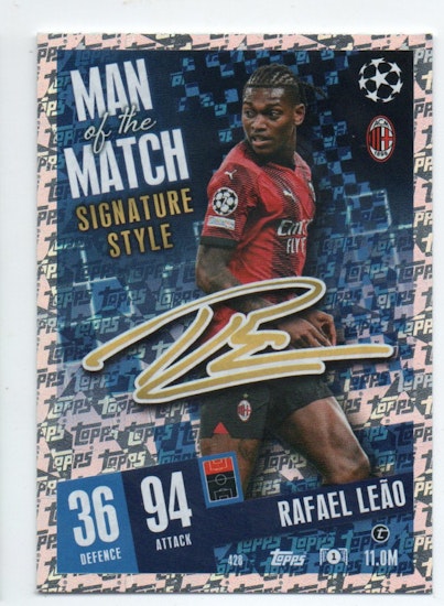 2023-24 Topps Match Attax UEFA Man of the Match Signature #428 Rafael Leao (20-JJ1-SOCCERMILAN)