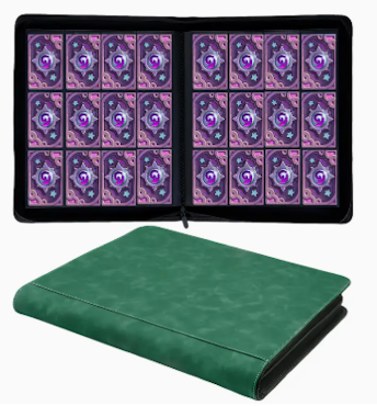 Premium 12-Pocket PU Zipper Card Folder, 720-Slot Trading Card Album *GREEN*