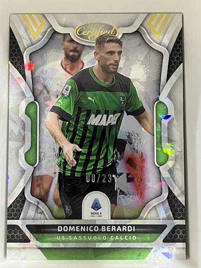 2022-23 Panini Chronicles Serie A Cracked Ice #150 Domenico Berardi Certified (100-II9-SOCCERSASSUOLO)