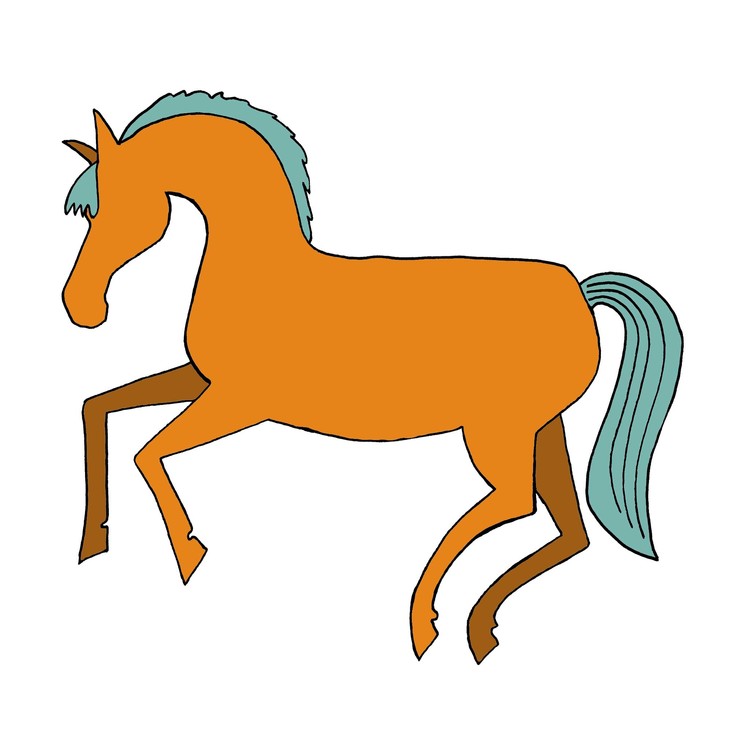 kort inkl kuvert med orange häst