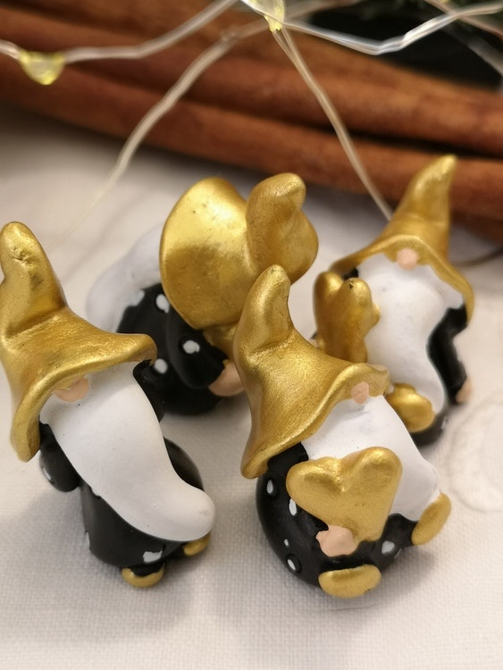 Tomte med guldfärgad luva, 2-pack