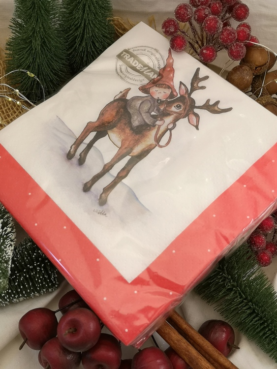 Rudolf med röda mulen på julservett