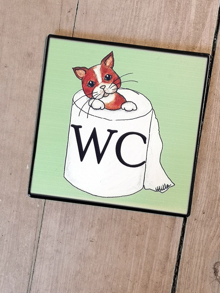 WC skylt, katter