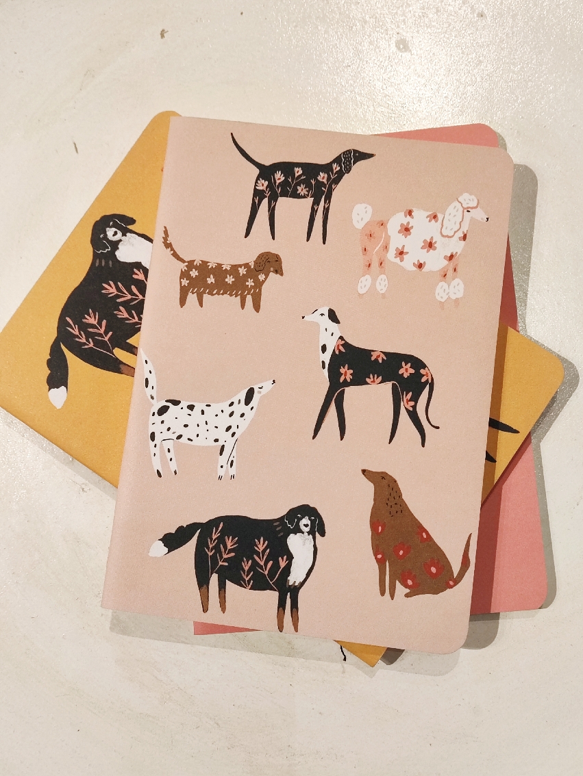 Anteckningsböcker, hundar i pastell 3-pack