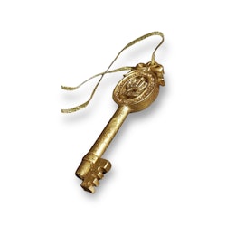 Nyckel med krona, och rosett, hängande