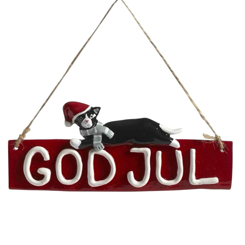 GOD JUL-skylt katten Dolly