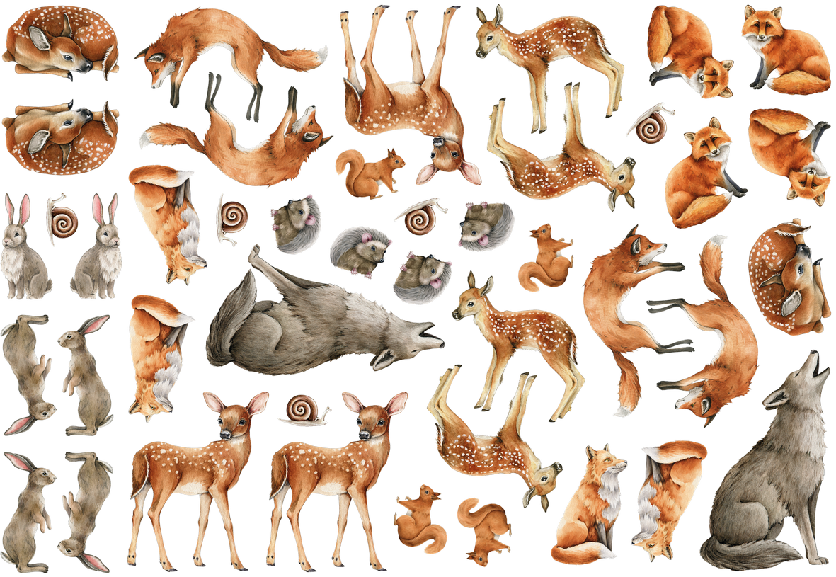 Papirfigurer - Woodland ass størrelse