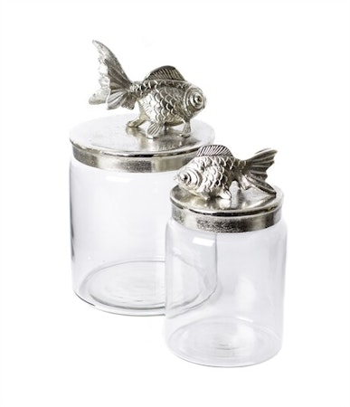 Glas jar w/fish S raw nickle