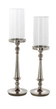 Candle Holder/ W . Glass Raw Nickle