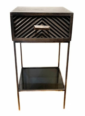 Bedside Table Chevron Black 72 cm (Kontinental)