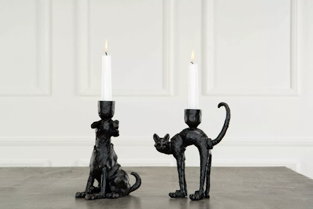 Ljusstake Katt Svart/Brun Poly