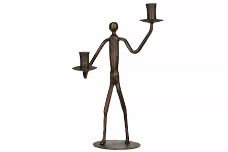 Ljusstake Metall Man Brun