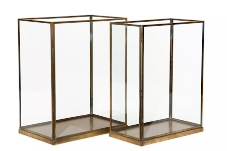 Lykta Glas Cube Ant.Mässing