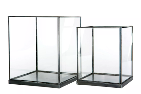Lykta Glas Cube Grafitgrå