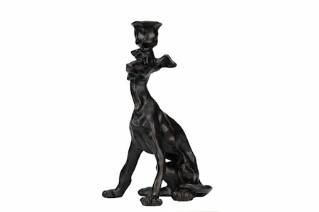 Ljusstake Hund Boris Svart/Brun Poly