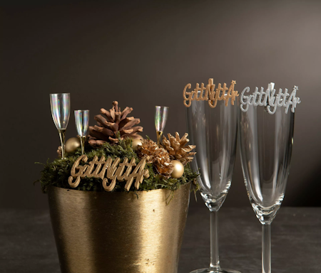 Champagne Glas Stick Silver