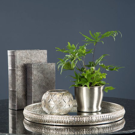 Bricka Spegel Rund Silver