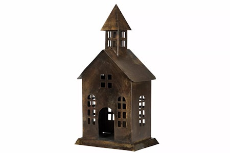 Hus Kyrka Metall Antik Brun