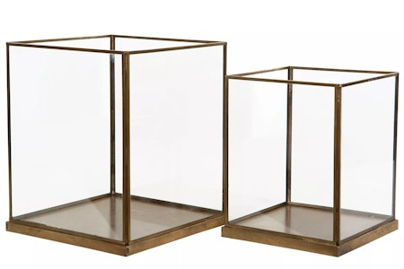 Lykta Glas Cube Ant.Mässing