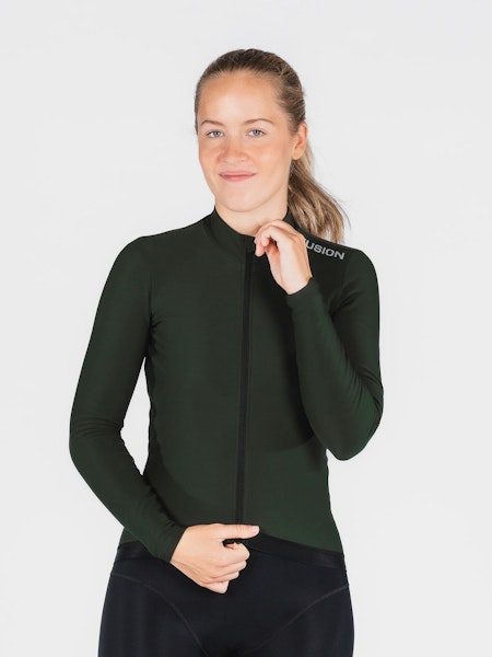 Fusion Womens Thermal Cycling Jersey - Forest Green - Dam