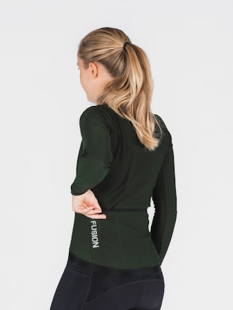 Fusion Womens Thermal Cycling Jersey - Forest Green - Dam