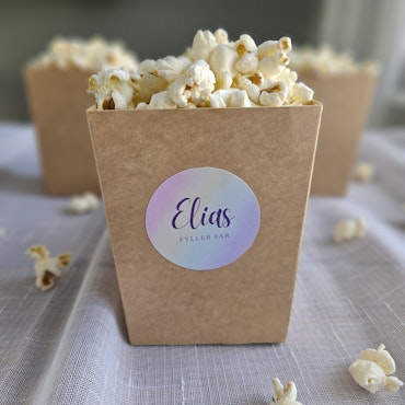 Popcornbägare & Stickers, födelsedag pastell