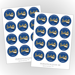 Blå, studentstickers