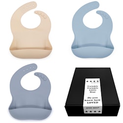 Doppresent pojke - Haklapp Beige, Dusty Blue & Grey