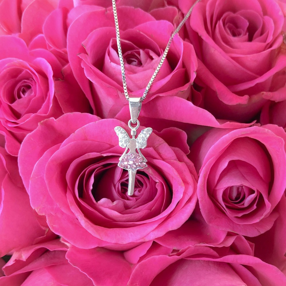 Doppresent flicka - Silverhalsband LYCKOFE ROSA