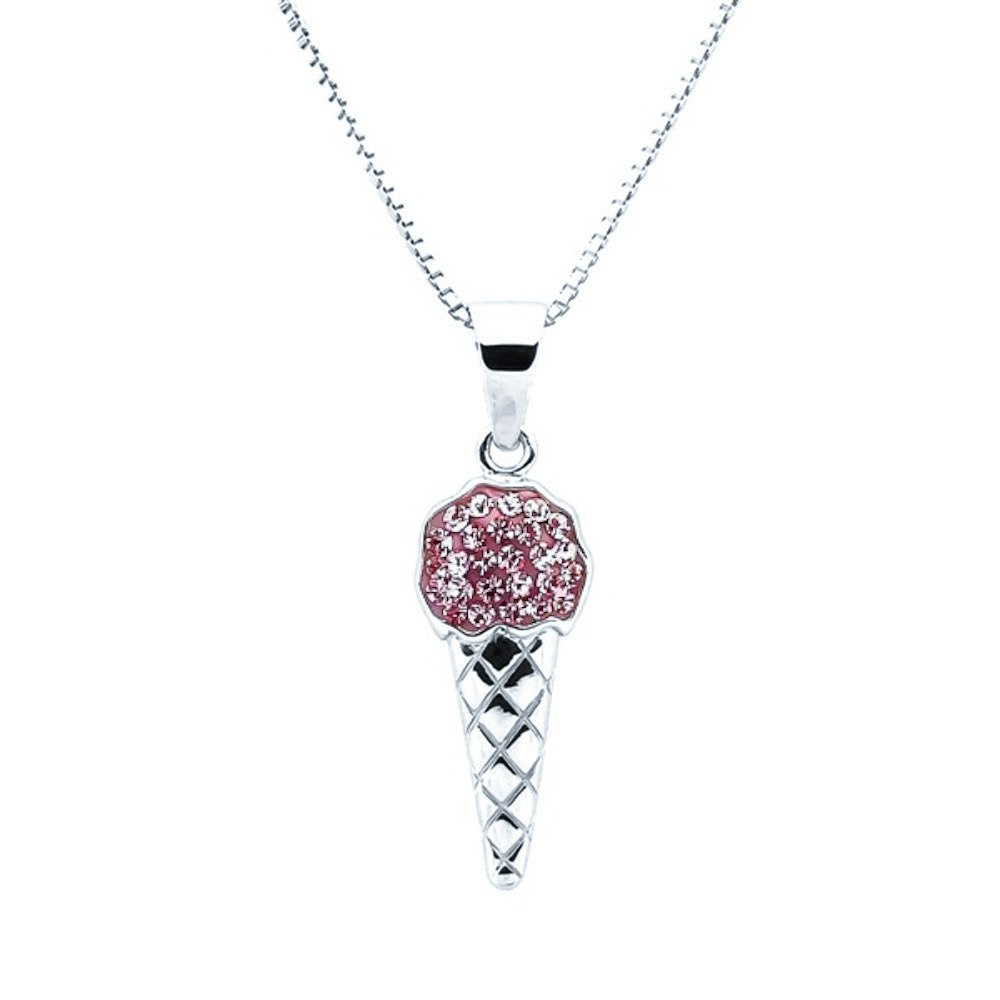 Doppresent flicka -  Silverhalsband GLASSTRUT ROSA