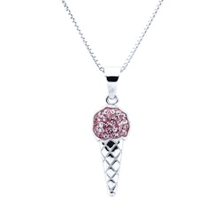 Doppresent flicka -  Silverhalsband GLASSTRUT ROSA