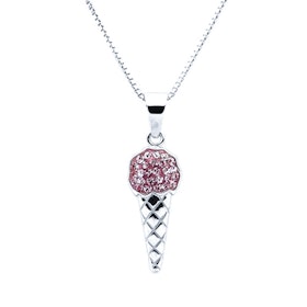 Doppresent flicka -  Silverhalsband GLASSTRUT ROSA