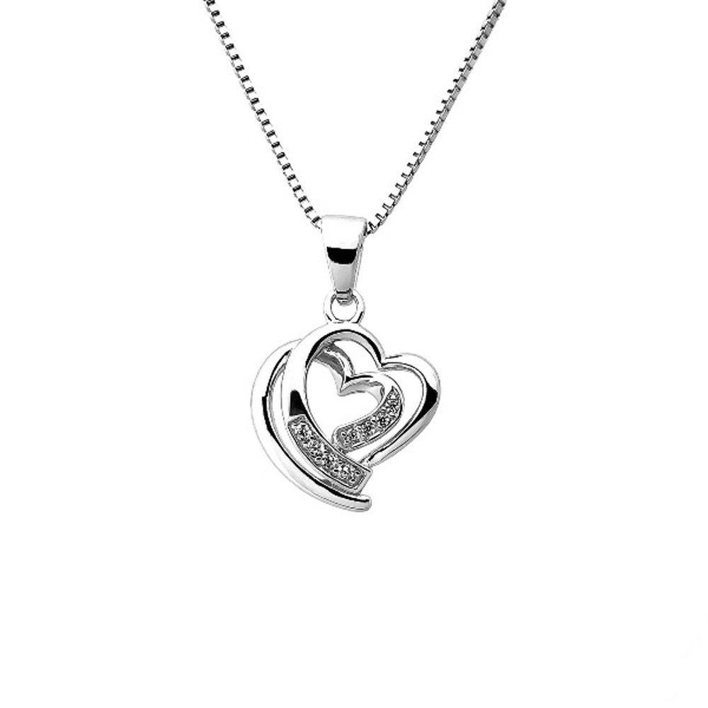 Doppresent flicka - Silverhalsband DUBBELT HJÄRTA