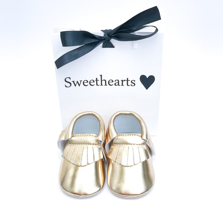 Doppresent flicka - Babyskor 3-6 mån CLASSIC Metallic Guld