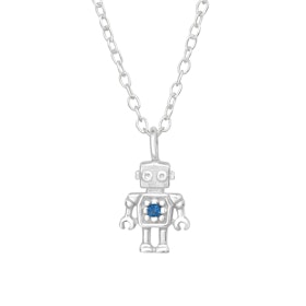 Doppresent pojke - Barnhalsband Robot i 925 äkta silver