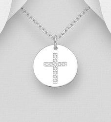 Doppresent pojke - Halsband med kors i äkta 925 silver