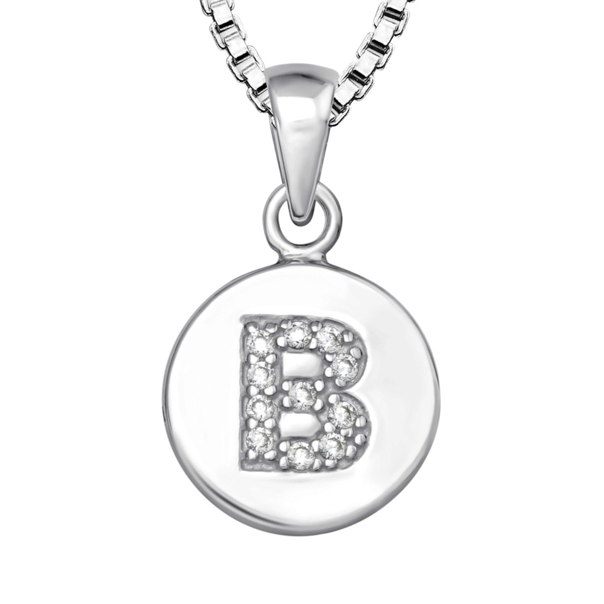 Halsband till barn med berlock bokstav B i äkta 925 sterling silver
