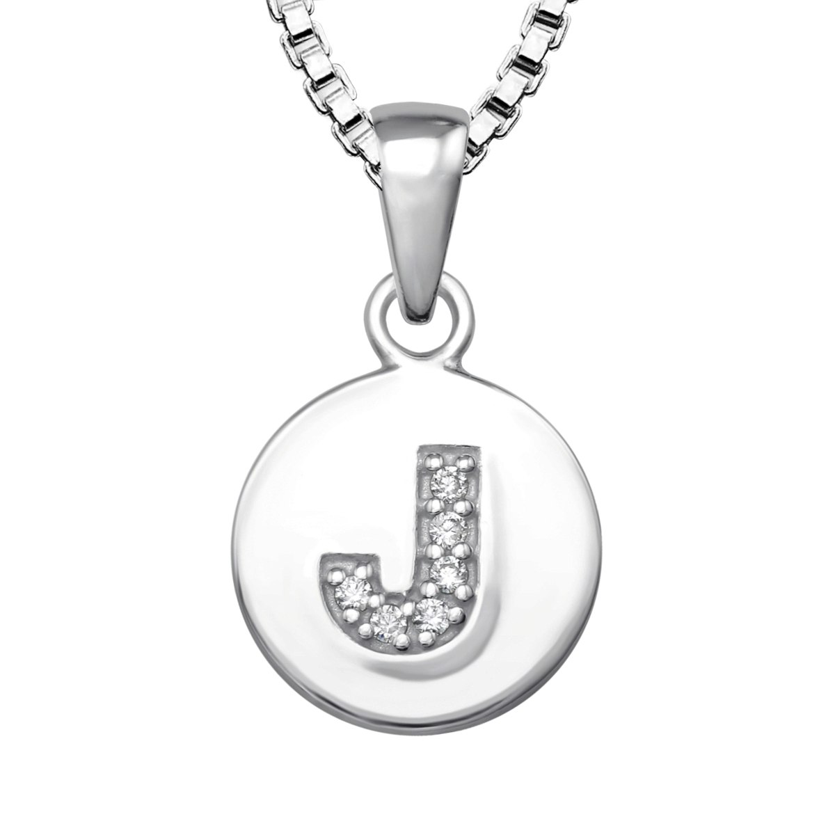 Halsband till pojke med berlock bokstav J i äkta 925 sterling silver