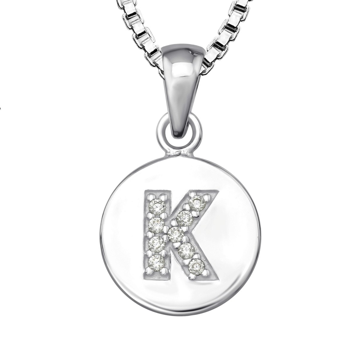 Halsband till pojke med berlock bokstav K i äkta 925 sterling silver