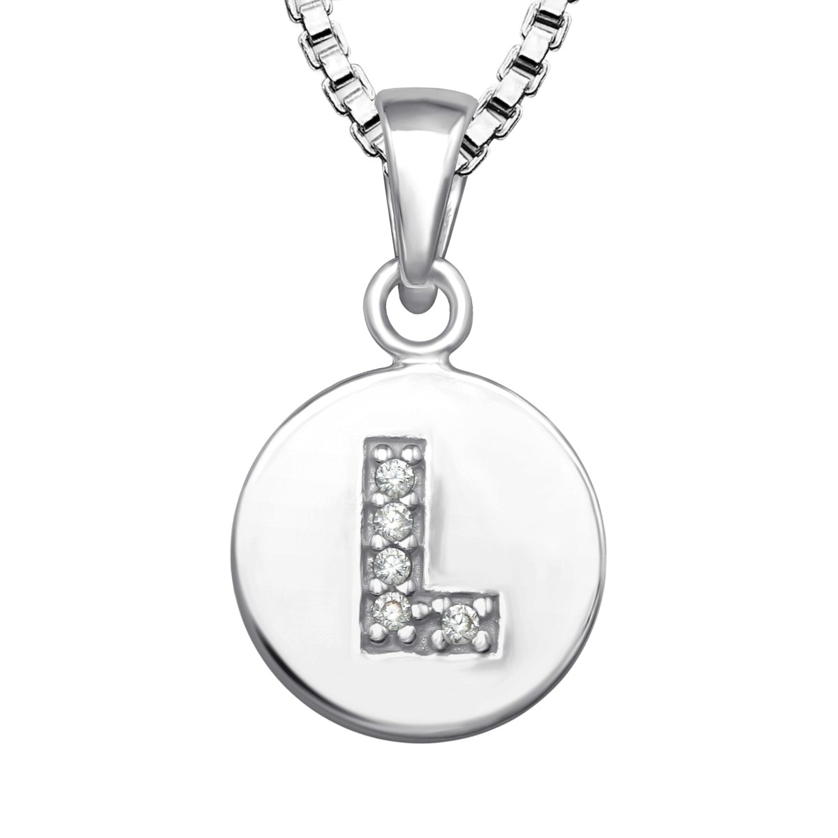 Halsband till pojke med berlock bokstav L i äkta 925 sterling silver