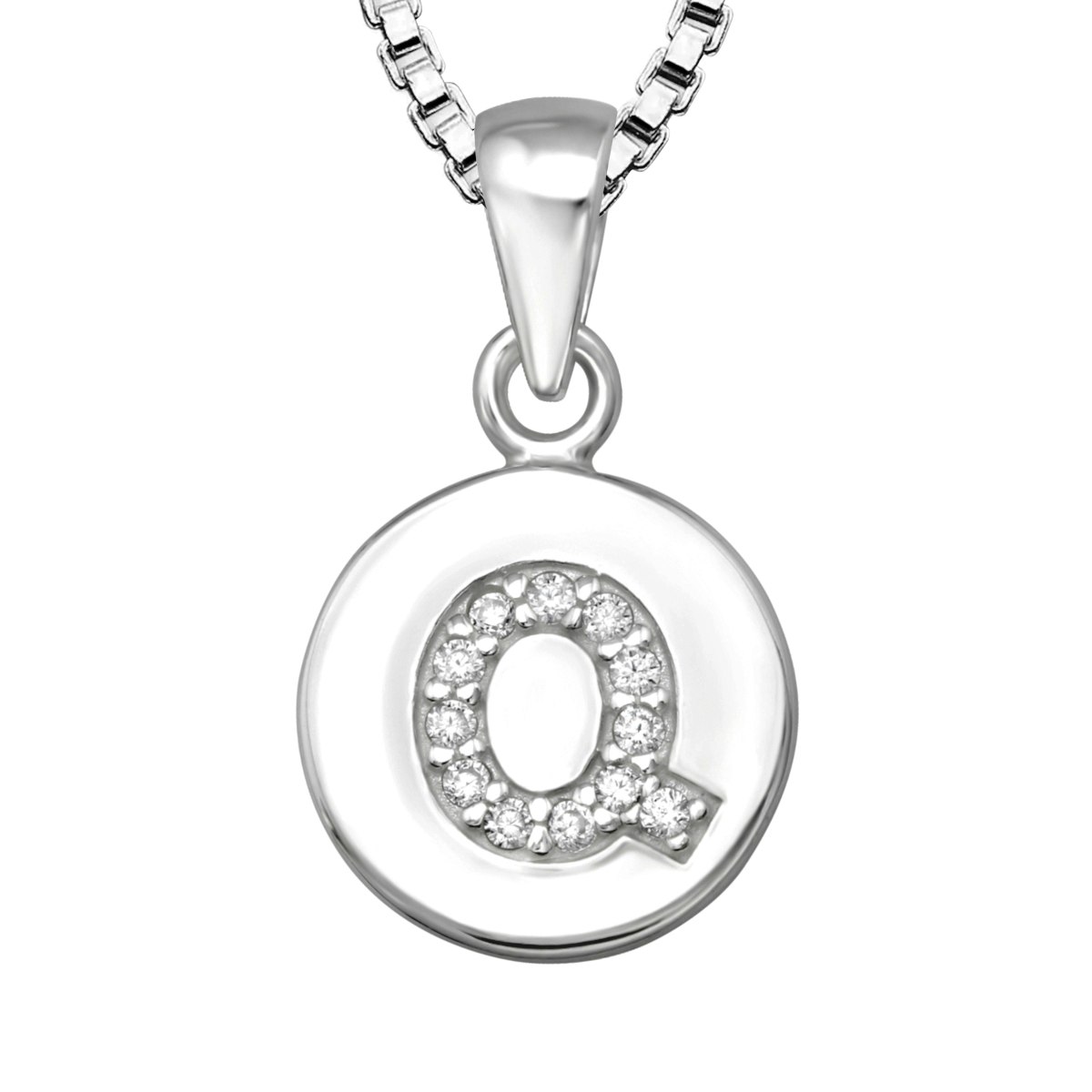 Halsband till pojke med berlock bokstav Q i äkta 925 sterling silver