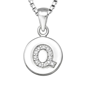 Halsband till pojke med bokstav Q i äkta 925 sterling silver