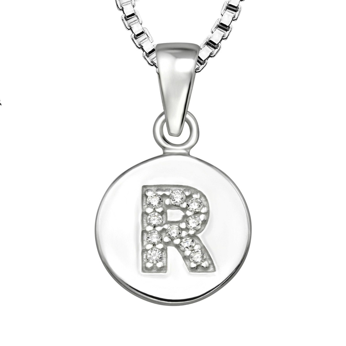 Halsband till pojke med berlock bokstav R i äkta 925 sterling silver