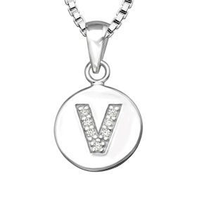 Halsband till pojke med bokstav V i äkta 925 sterling silver