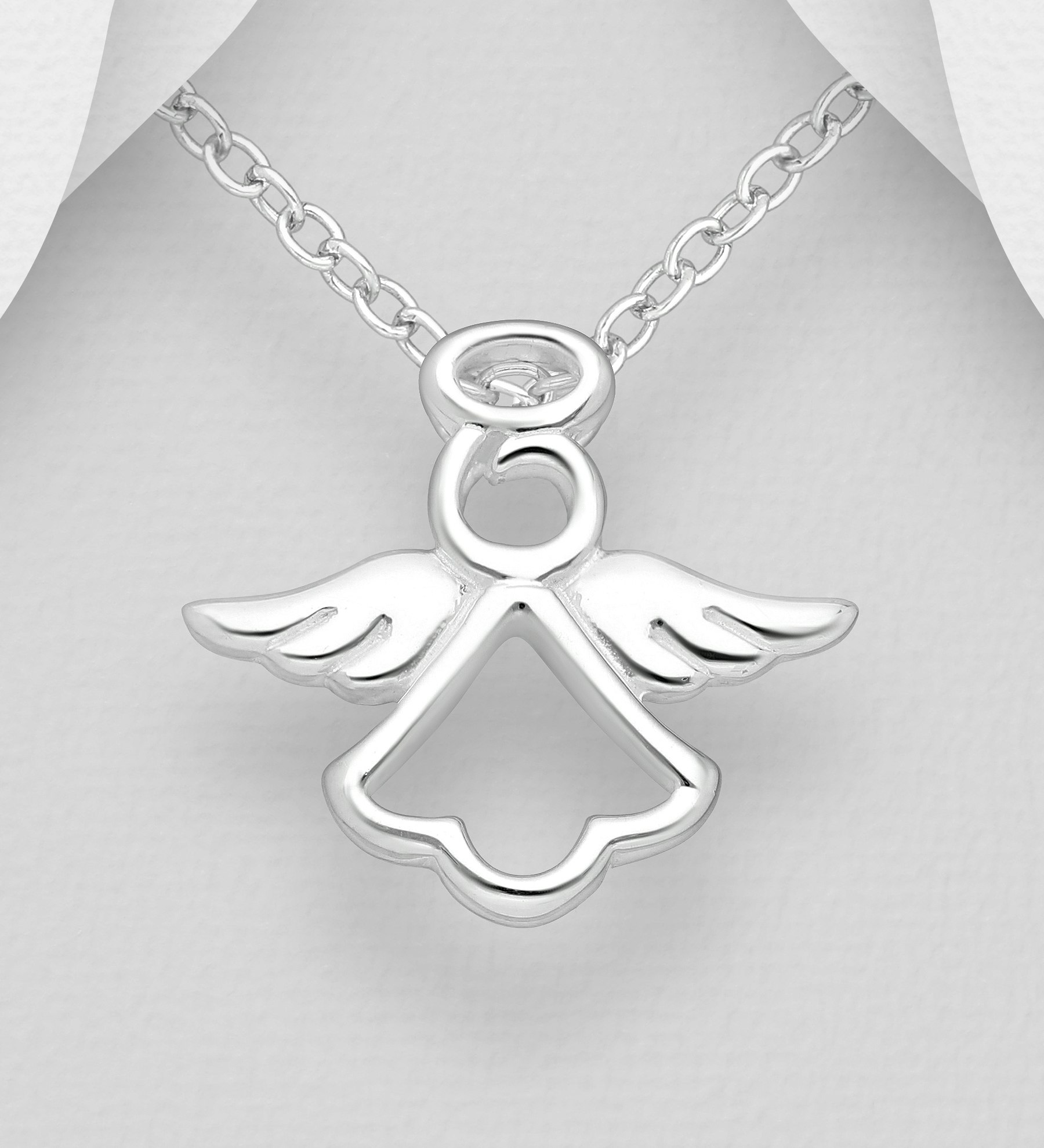 Doppresent flicka - halsband Ängel i rent äkta 925 sterling silver - dopgåva med söt Skyddsängel