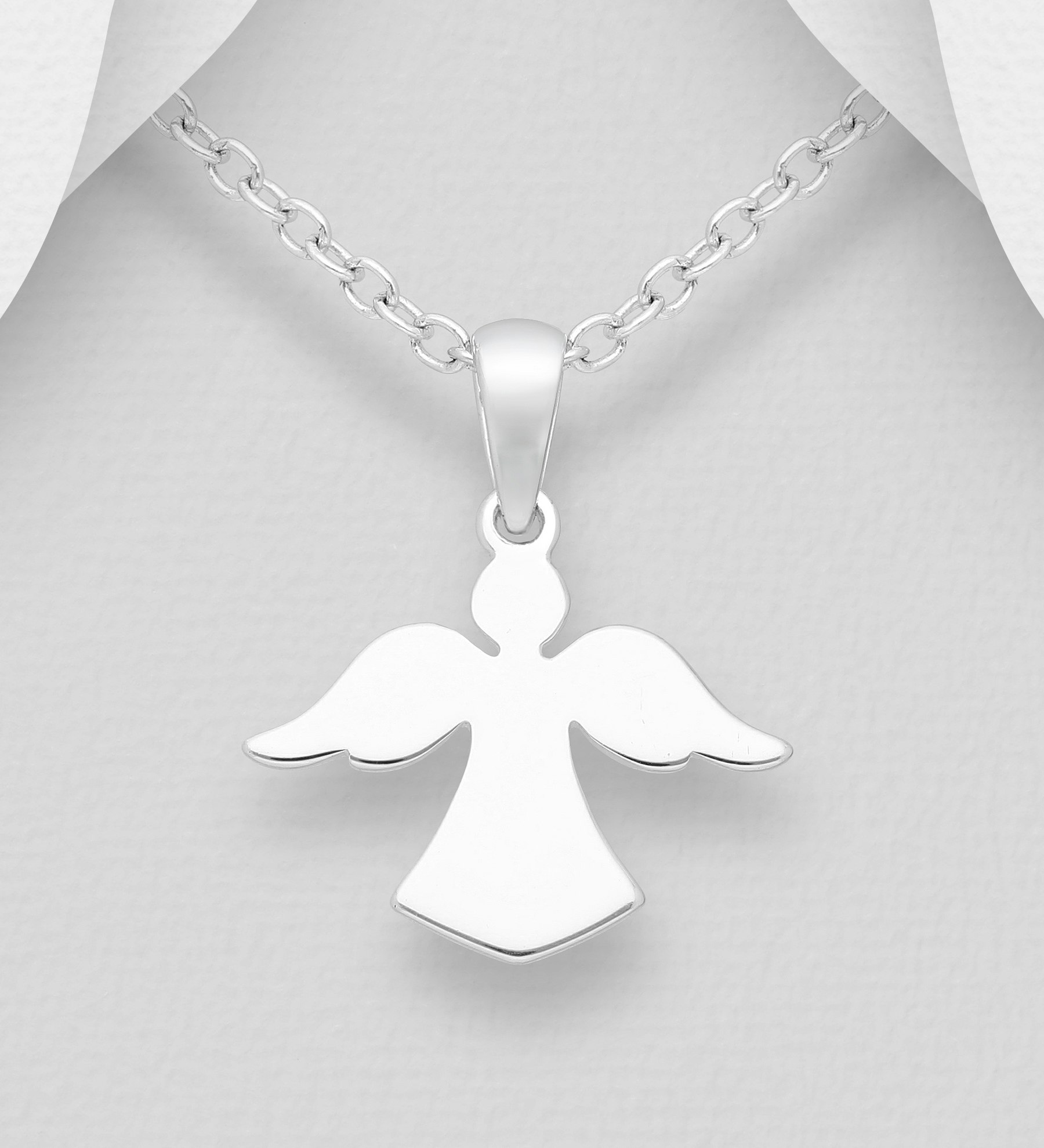 Doppresent flicka - halsband Ängel i äkta 925 sterling silver - dopsmycke Skyddsängel