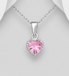 Doppresent flicka - Barnhalsband Rosa Hjärta i äkta silver